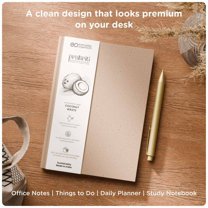 Coconut Waste Diary — A5 Office Notebook, Ruled Pages for Daily Writing