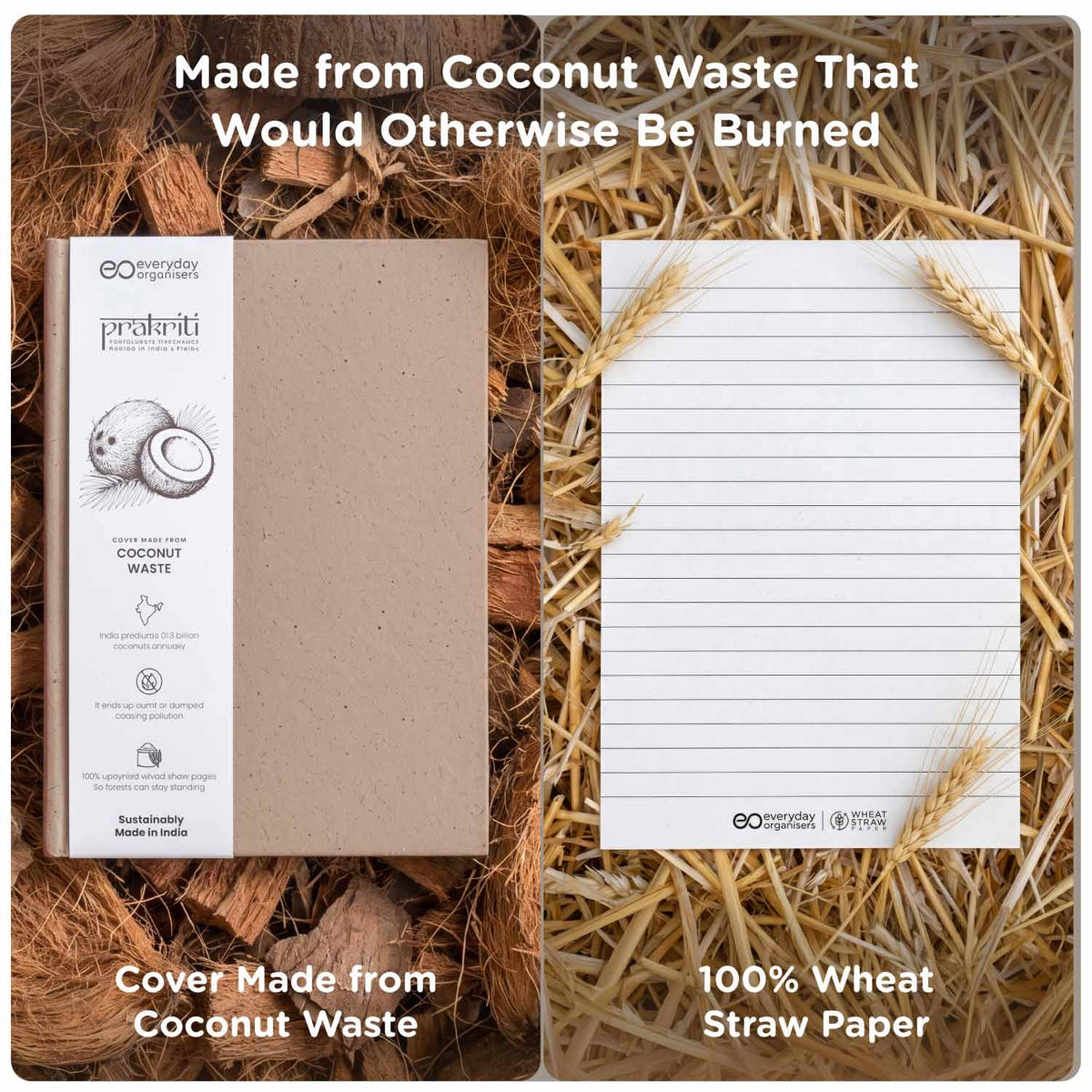 Coconut Waste Diary — A5 Office Notebook, Ruled Pages for Daily Writing