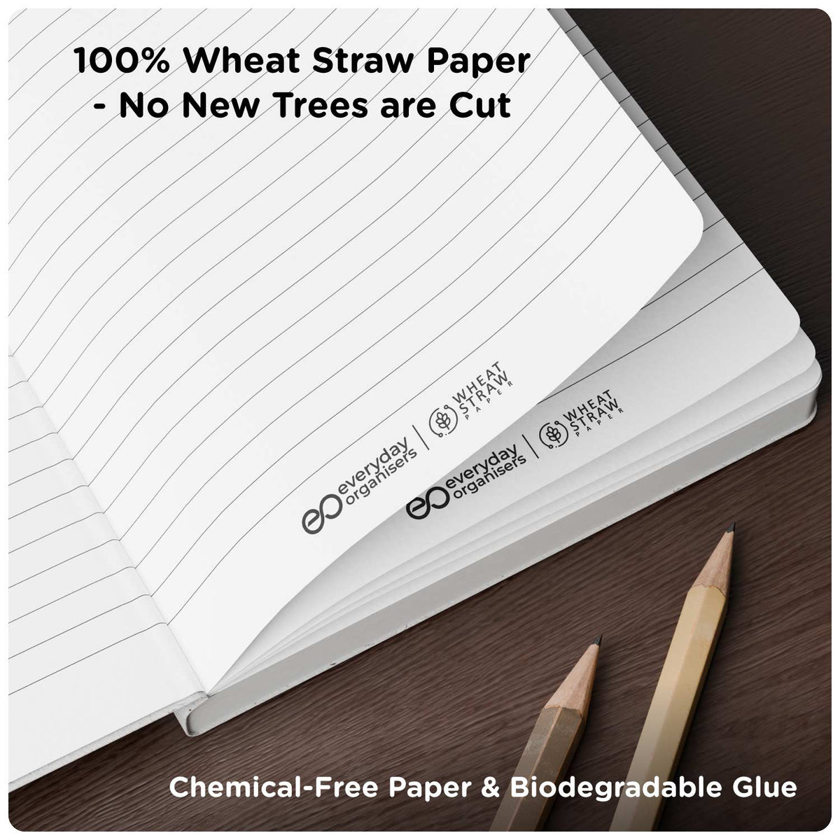 Black Tea Waste Diary — Wheat Straw Pages, A5 Ruled Journal Notebook