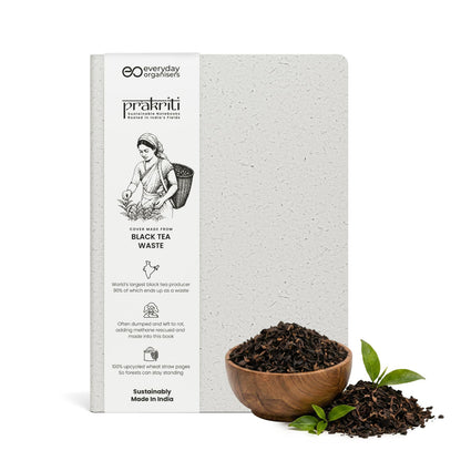 Black Tea Waste Diary — Wheat Straw Pages, A5 Ruled Journal Notebook