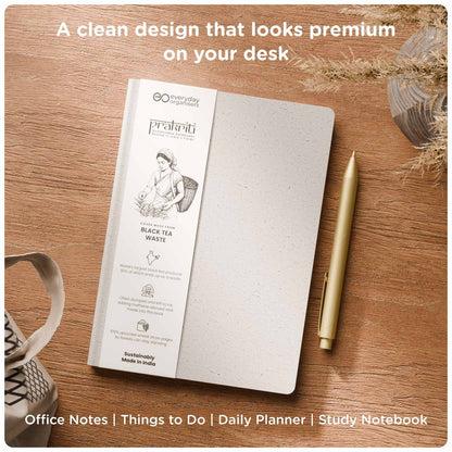 Black Tea Waste Diary — Wheat Straw Pages, A5 Ruled Journal Notebook