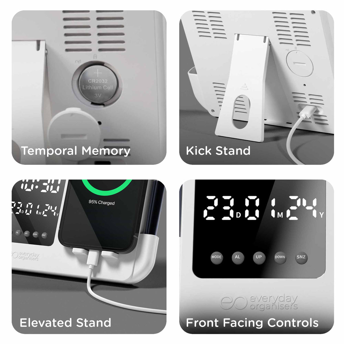 Clockwise - Digital Alarm Clock with Pen Stand & Phone Holder ...