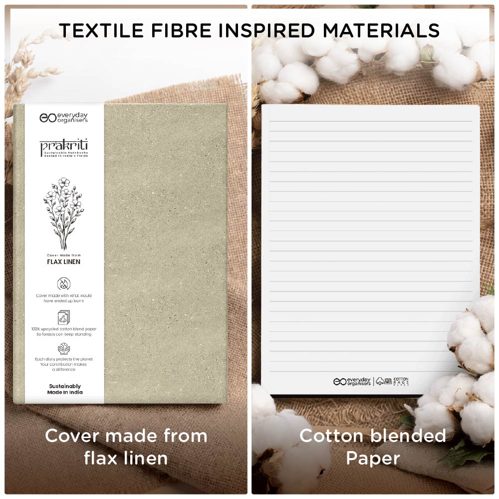 Flax Linen Diary — Cotton Rag Pages, Undated A5 Premium Journal