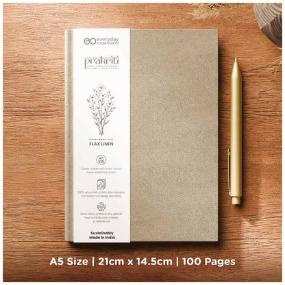 Flax Linen Diary — Cotton Rag Pages, Undated A5 Premium Journal