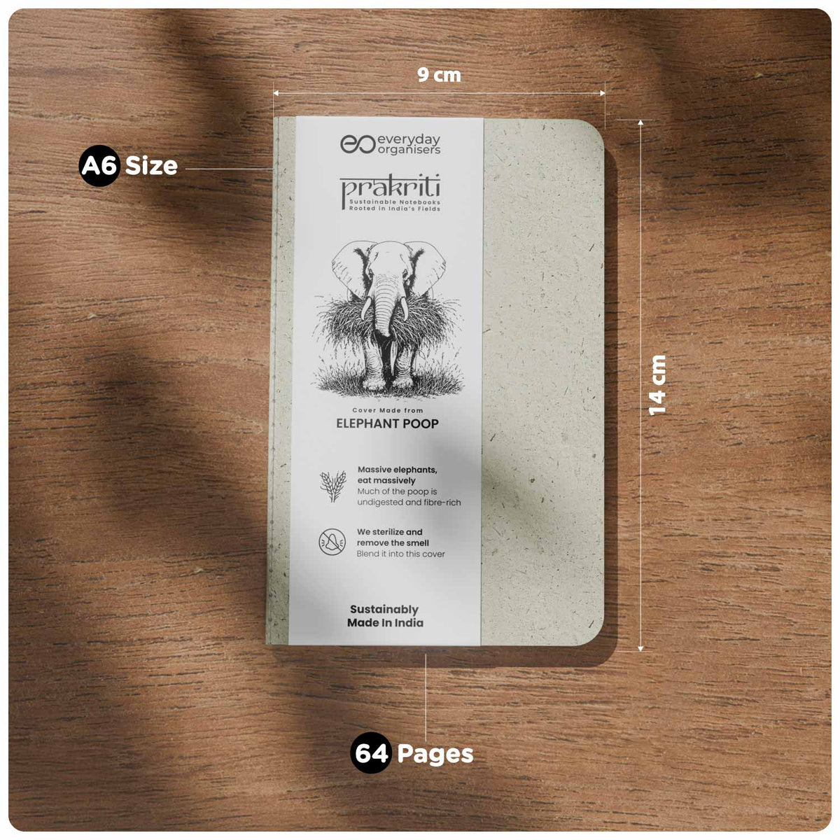 Elephant Dung Diary — A6 Pocket Notebook, Ruled Pages for Notes & Writing
