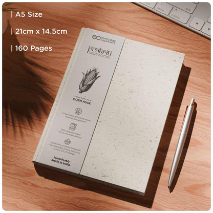 Corn Husk Diary — 100% Recycled Pages, Undated A5 Journal