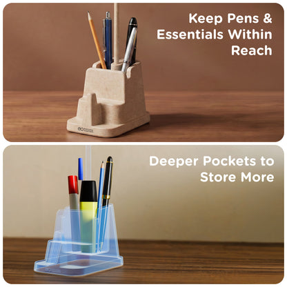 eo Desk Station Lite deep pen and stationery storage compartments