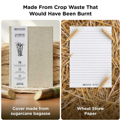 Sugarcane Bagasse Diary — Wheat Straw Pages, Undated A5 Journal